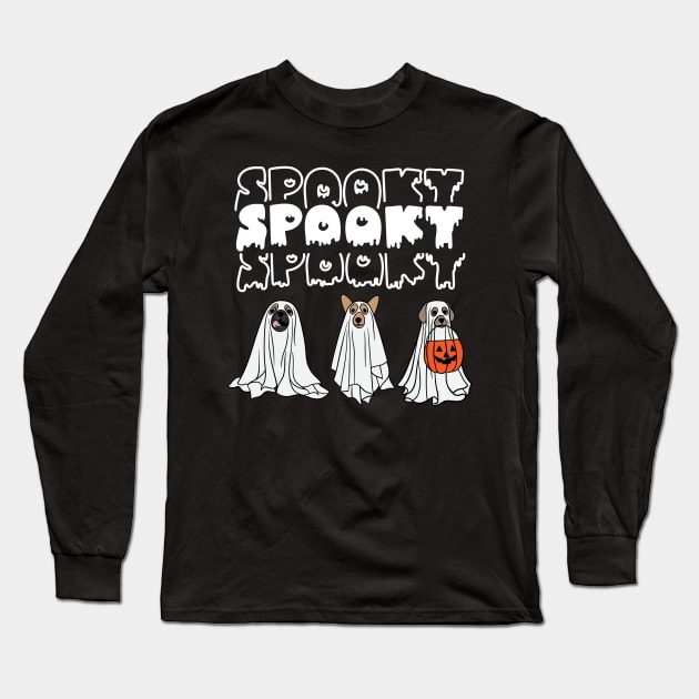 Halloween Spooky Ghost Dog Long Sleeve T-Shirt by Mplanet